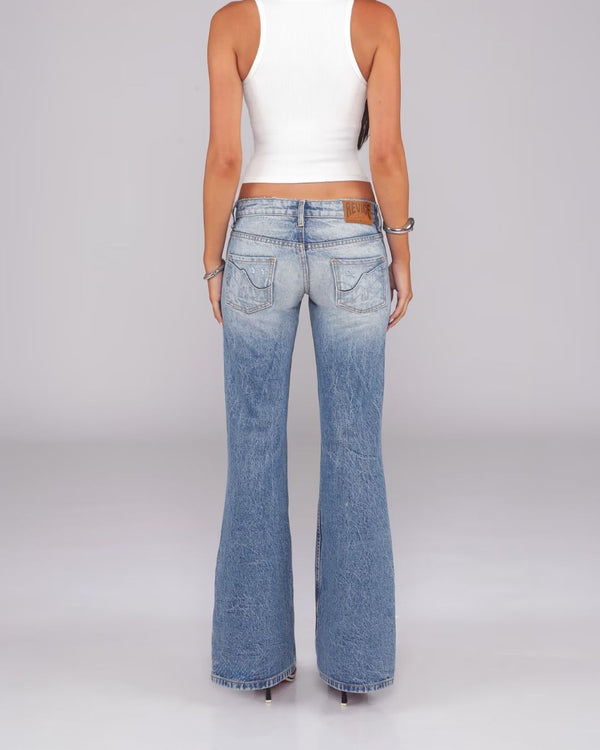 Curvvvy™ Washed Mid-Rise Straight Bootcut Jeans