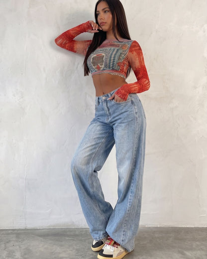 Curvvvy™ Wash Multi Mid Rise Straight Leg Jeans
