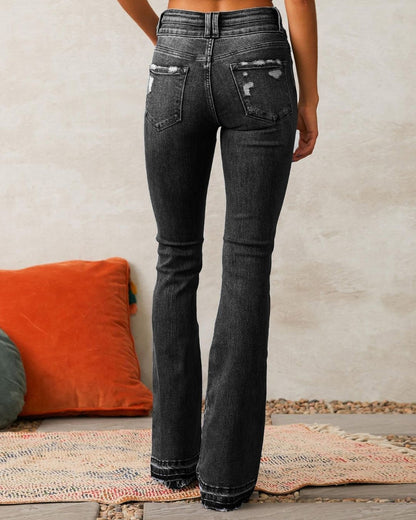 Curvvvy™ Wash Dual Button Mid Waist Bootcut Jeans
