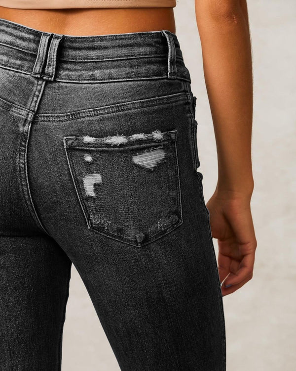 Curvvvy™ Wash Dual Button Mid Waist Bootcut Jeans