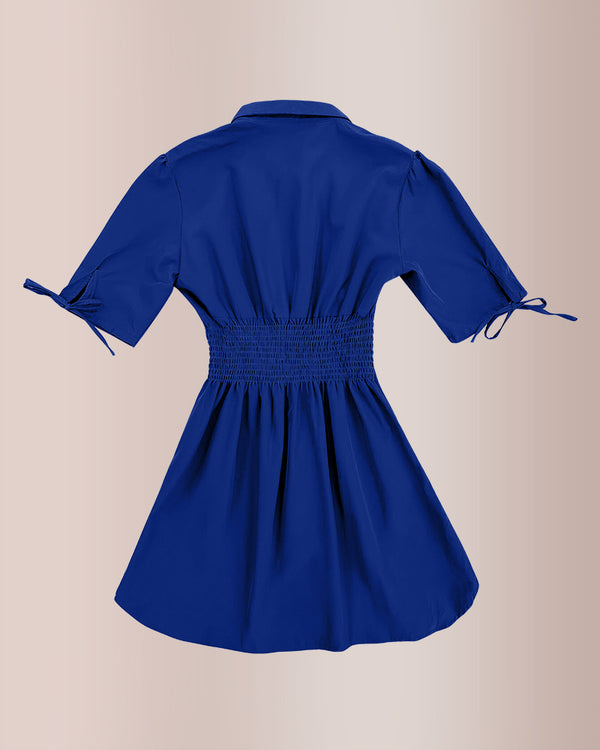 Curvvvy™ Ruched Side Button-Down Mini Shirt Dress