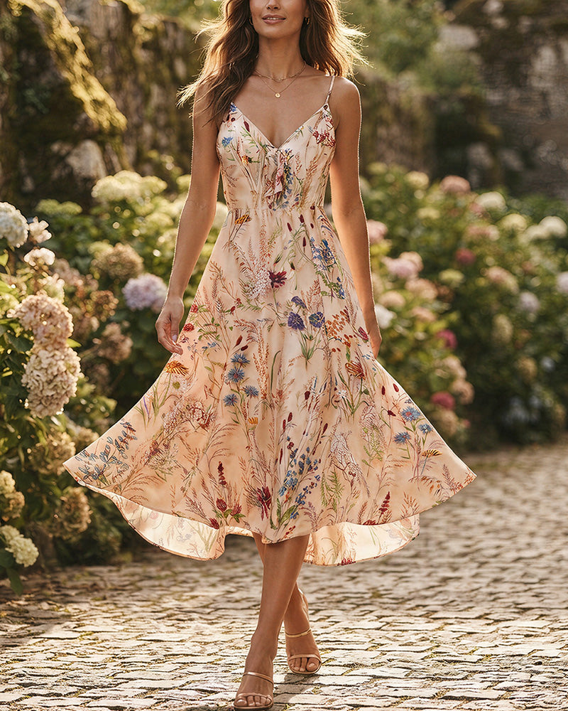 Curvvvy™ Botanical Breeze V-Neck Floral Slip Dress