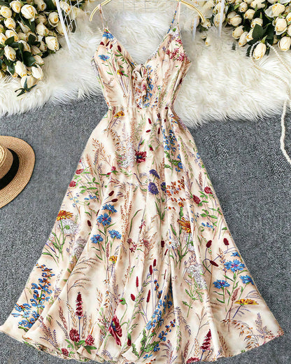 Curvvvy™ Botanical Breeze V-Neck Floral Slip Dress