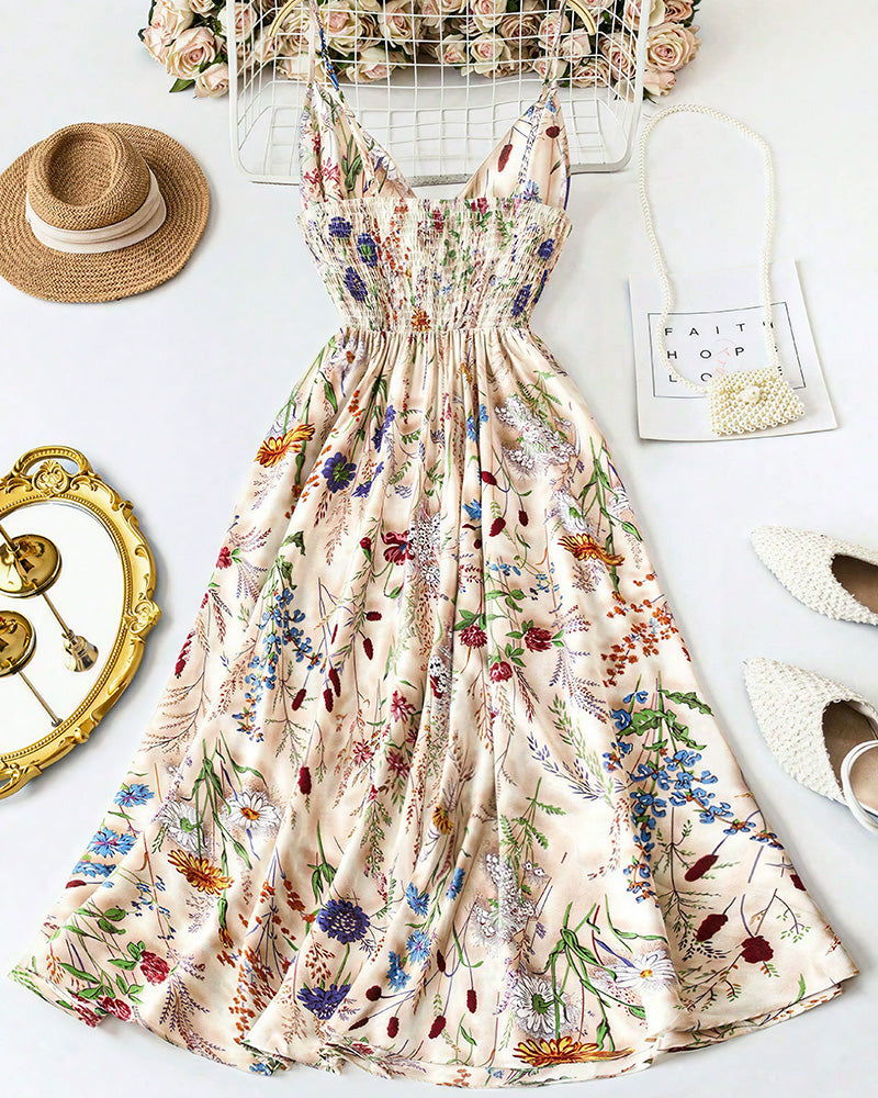 Curvvvy™ Botanical Breeze V-Neck Floral Slip Dress
