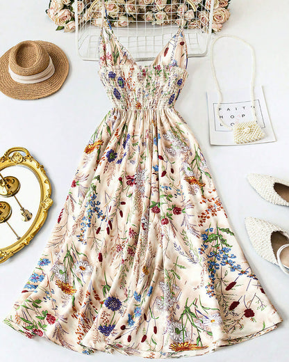 Curvvvy™ Botanical Breeze V-Neck Floral Slip Dress