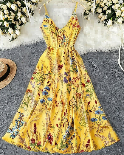 Curvvvy™ Botanical Breeze V-Neck Floral Slip Dress