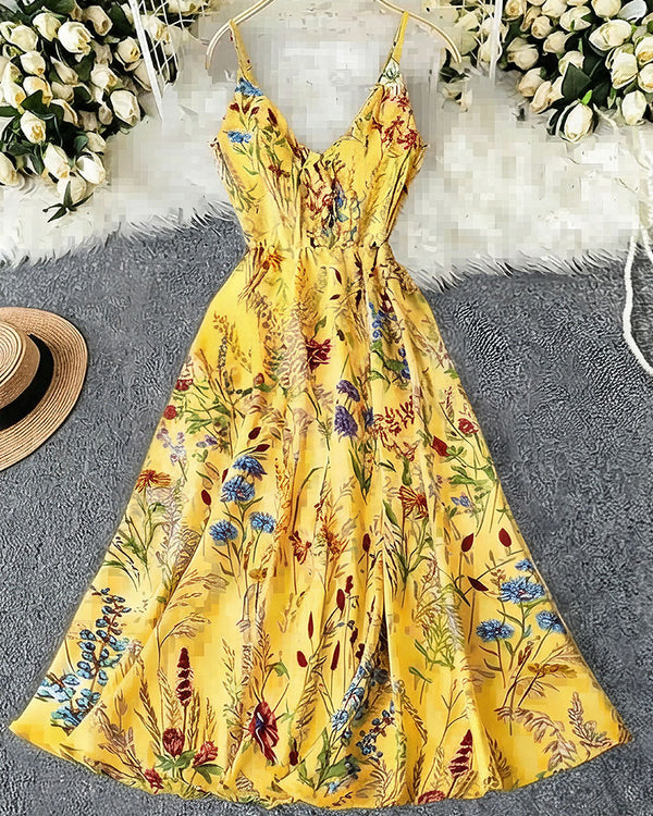 Curvvvy™ Botanical Breeze V-Neck Floral Slip Dress