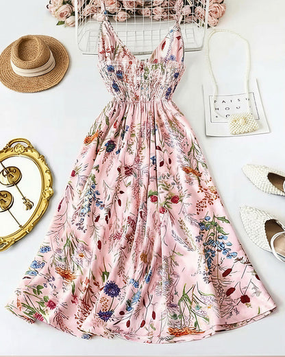 Curvvvy™ Botanical Breeze V-Neck Floral Slip Dress