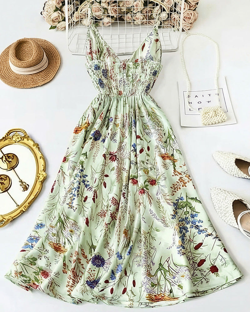 Curvvvy™ Botanical Breeze V-Neck Floral Slip Dress