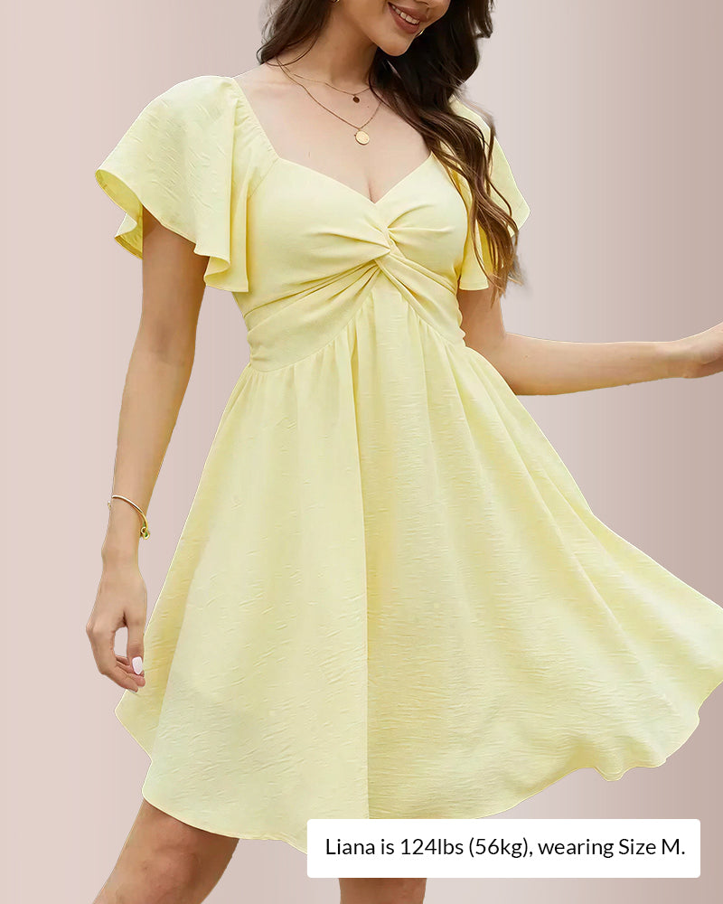 Curvvvy™ Breezy Twist-Front Open Back Bow Mini Dress