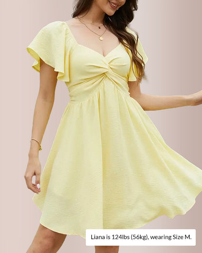Curvvvy™ Breezy Twist-Front Open Back Bow Mini Dress