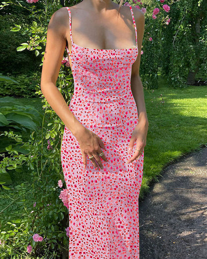 Curvvvy™ Summer Floral Backless Slip Maxi Dress