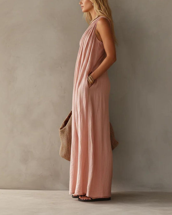 Curvvvy™ Elegant One-Shoulder Ruched Maxi Dress
