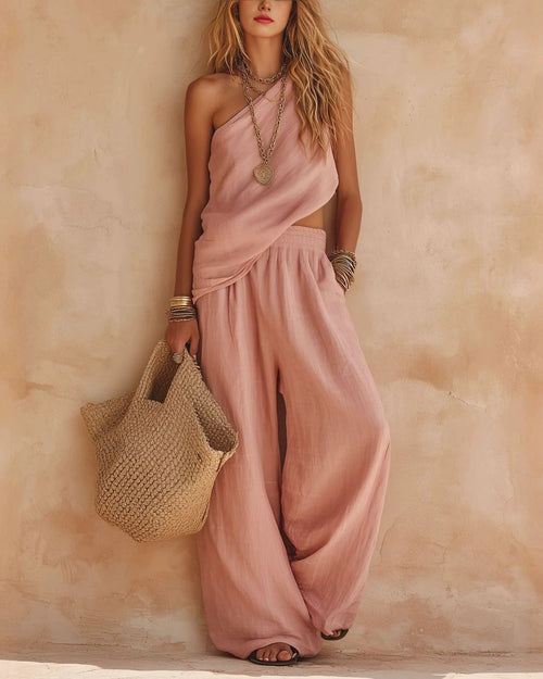 Curvvvy™ Casual One-Shoulder Ruched Set