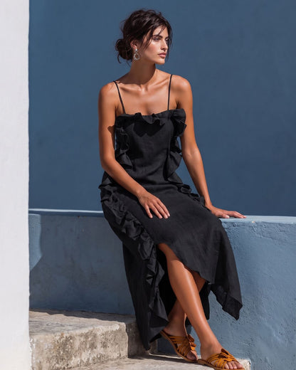 Curvvvy™ Ruffle Trim Cami Maxi Dress