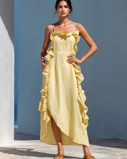 Curvvvy™ Ruffle Trim Cami Maxi Dress