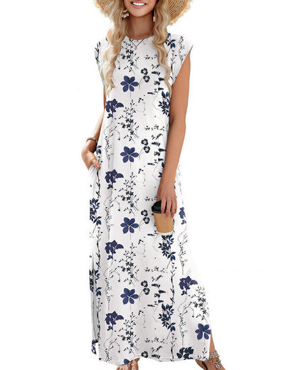 Curvvvy™ Lässiges ärmelloses Maxikleid mit Schlitz und Taschen