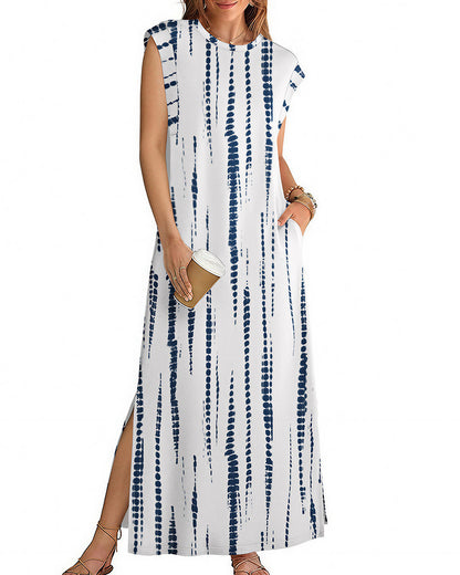 Curvvvy™ Lässiges ärmelloses Maxikleid mit Schlitz und Taschen