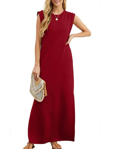 Curvvvy™ Lässiges ärmelloses Maxikleid mit Schlitz und Taschen