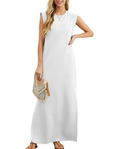 Curvvvy™ Lässiges ärmelloses Maxikleid mit Schlitz und Taschen