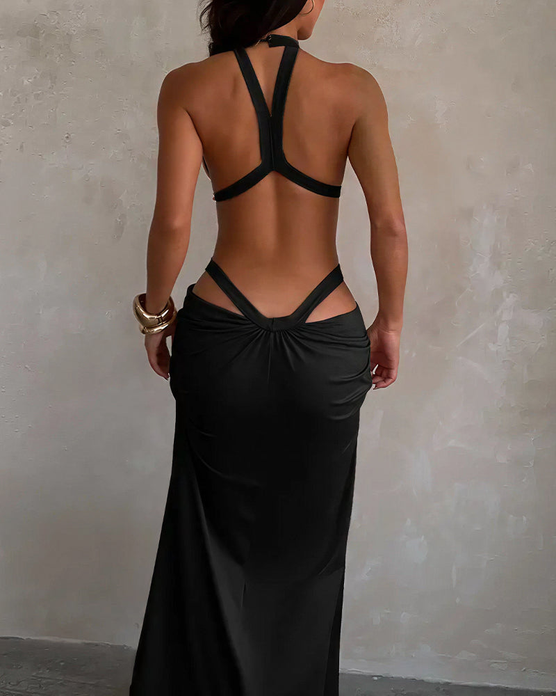 Curvvvy™ Goddess Maxikleid mit Neckholder, Cut-outs und Drapierung