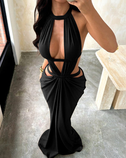 Curvvvy™ Goddess Maxikleid mit Neckholder, Cut-outs und Drapierung
