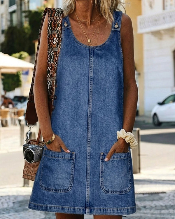 Curvvvy™ Casual Denim Pinafore Mini Dress