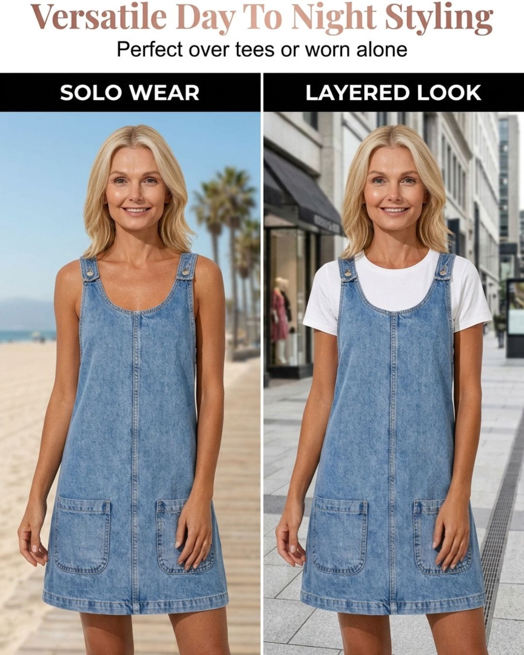 Curvvvy™ Casual Denim Pinafore Mini Dress