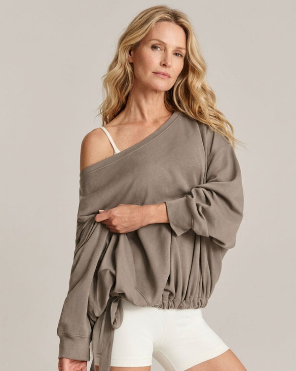 Curvvvy™ One-Shoulder-Sweatshirt mit Tunnelzug am Saum