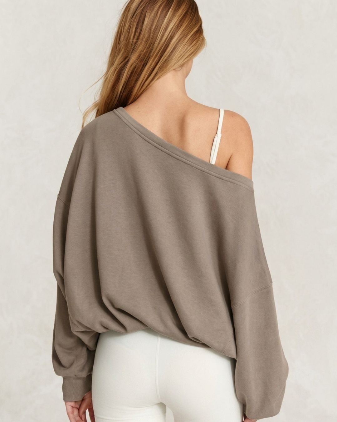 Curvvvy™ One-Shoulder-Sweatshirt mit Tunnelzug am Saum
