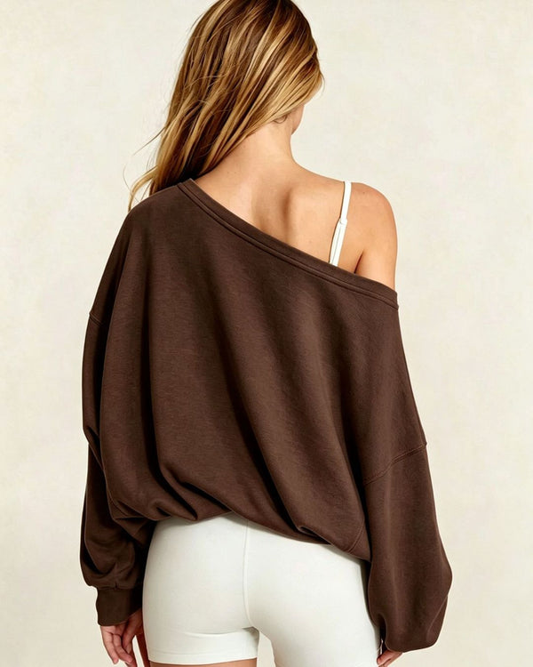 Curvvvy™ One-Shoulder-Sweatshirt mit Tunnelzug am Saum