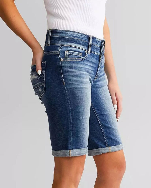 Curvvvy™ Vaquero Acampanado Ajustado de Cintura Elástica y Alta Elasticidad