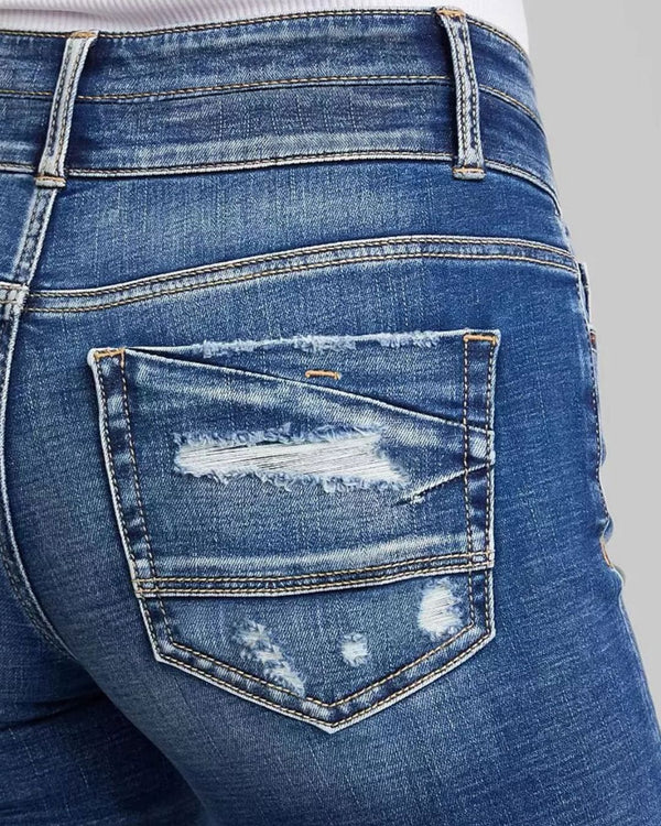 Curvvvy™ Vaquero Acampanado Ajustado de Cintura Elástica y Alta Elasticidad