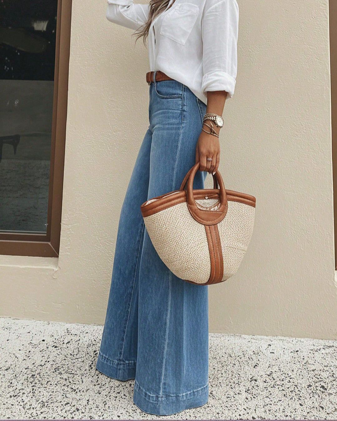 Curvvvy™ Jeans Comodi a Gamba Larga Lavaggio Vintage