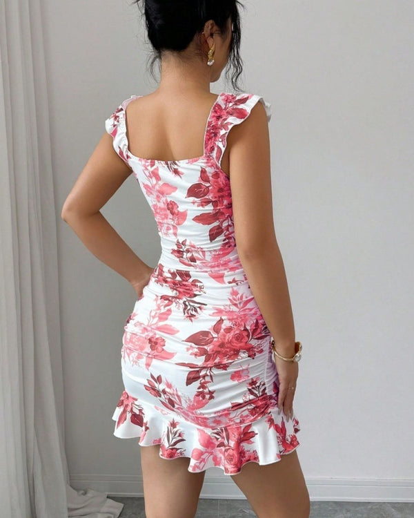 Curvvvy™ Maxikleid mit Leopardenprint, Spitzenbesatz und Schlitz