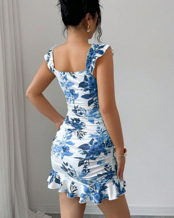 Curvvvy™ Maxikleid mit Leopardenprint, Spitzenbesatz und Schlitz