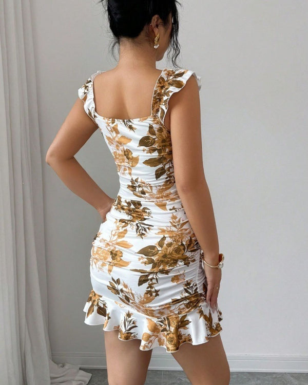 Curvvvy™ Maxikleid mit Leopardenprint, Spitzenbesatz und Schlitz
