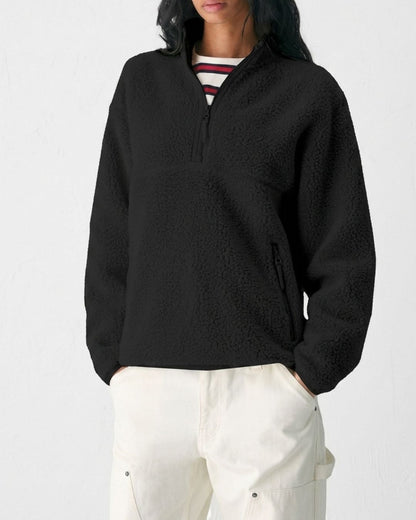 Curvvvy™ Fleece-Pullover mit Stehkragen und halbem Reißverschluss