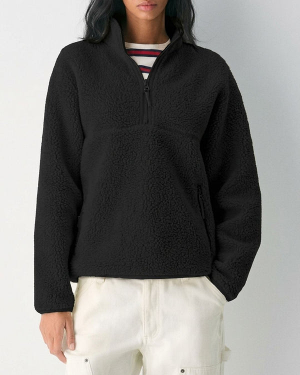 Curvvvy™ Fleece-Pullover mit Stehkragen und halbem Reißverschluss
