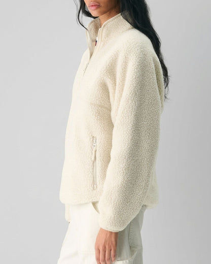 Curvvvy™ Fleece-Pullover mit Stehkragen und halbem Reißverschluss