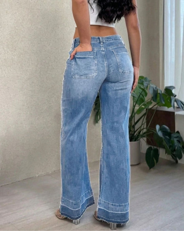 Curvvvy™ High-Waist Jeans mit geradem Bein und lockerer Passform