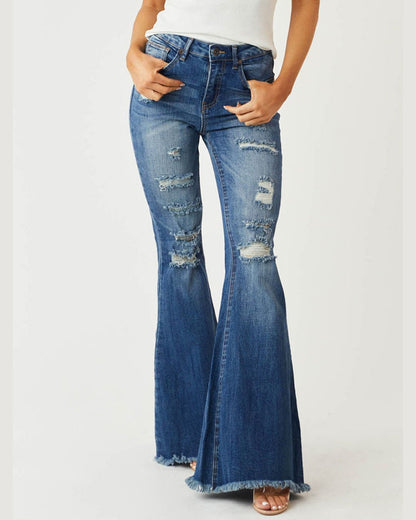 Curvvvy™ Stretch-Schlagjeans im Distressed-Look