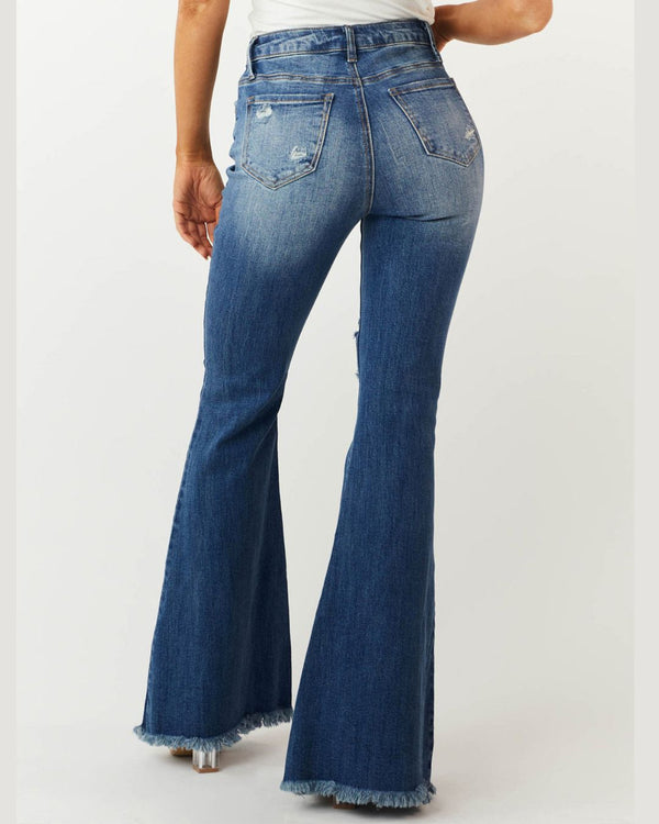 Curvvvy™ Stretch-Schlagjeans im Distressed-Look