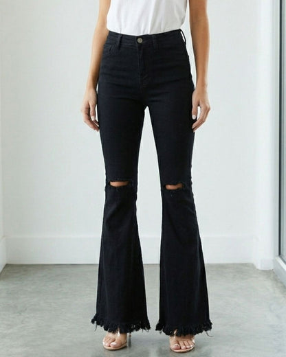 Curvvvy™ Stretch-Schlagjeans im Distressed-Look