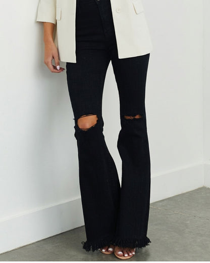 Curvvvy™ Stretch-Schlagjeans im Distressed-Look