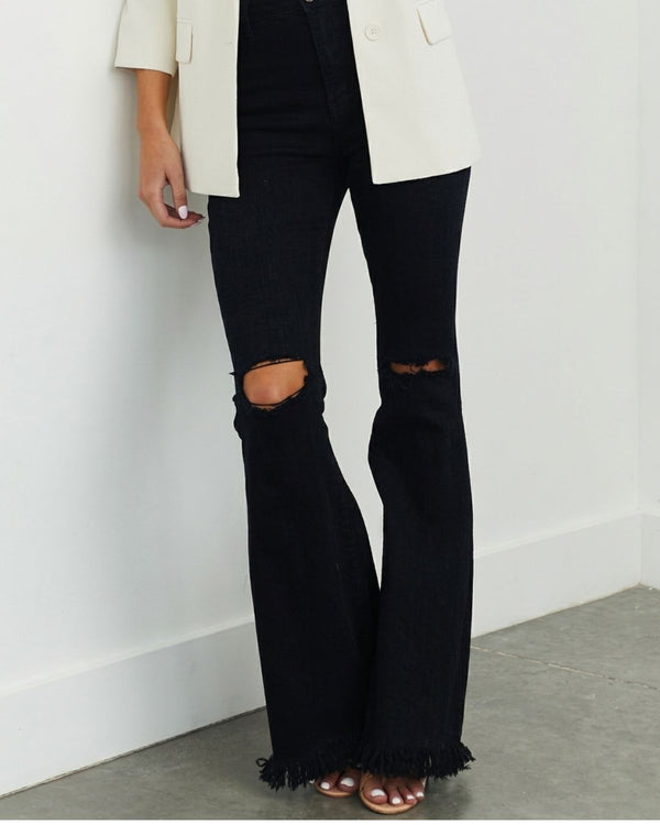 Curvvvy™ Stretch-Schlagjeans im Distressed-Look