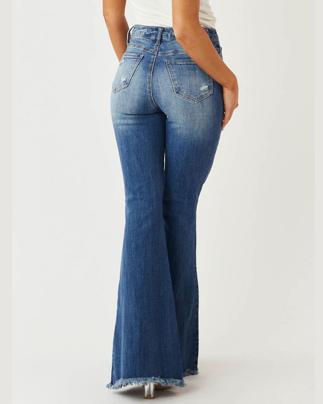 Curvvvy™ Stretch-Schlagjeans im Distressed-Look