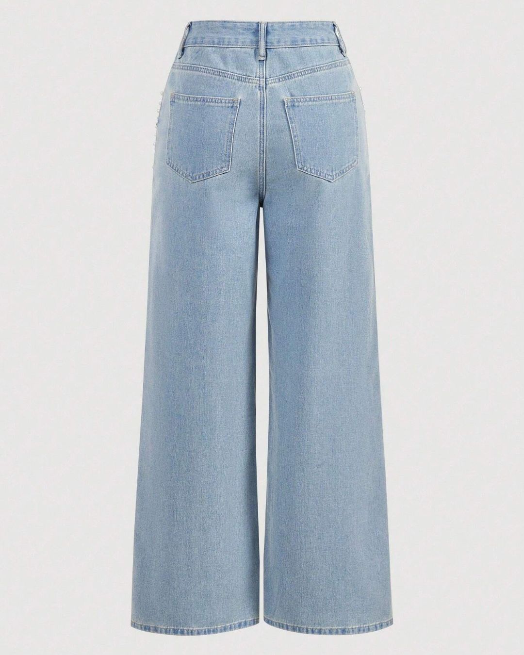 Curvvvy™ Lockere Jeans mit geradem Bein und Perlendetails