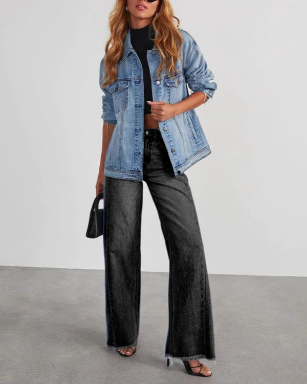 Curvvvy™ Weite Jeans mit lockerem Schnitt und unversäubertem Saum