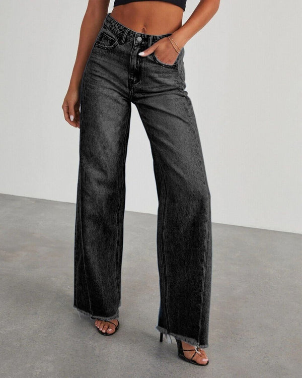 Curvvvy™ Weite Jeans mit lockerem Schnitt und unversäubertem Saum